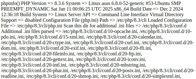Unformatted PHP Output Using php Command